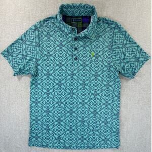 William Murray Men's Blue Small Tie One On Rope Pattern 4 Button Golf Polo Shirt